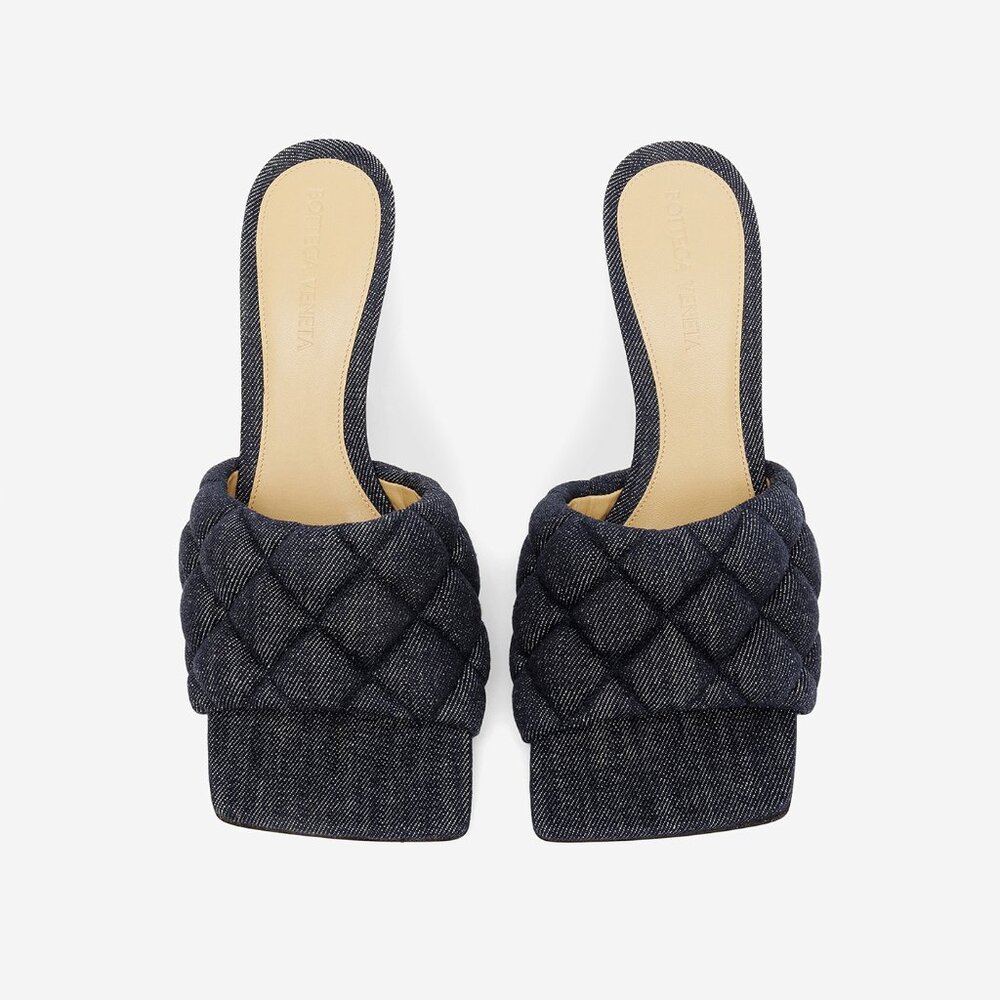 Bottega Veneta Matelasse Quilted Denim Mule Sandals Indigo Size EU 39 US 9 NEW - Picture 3 of 12